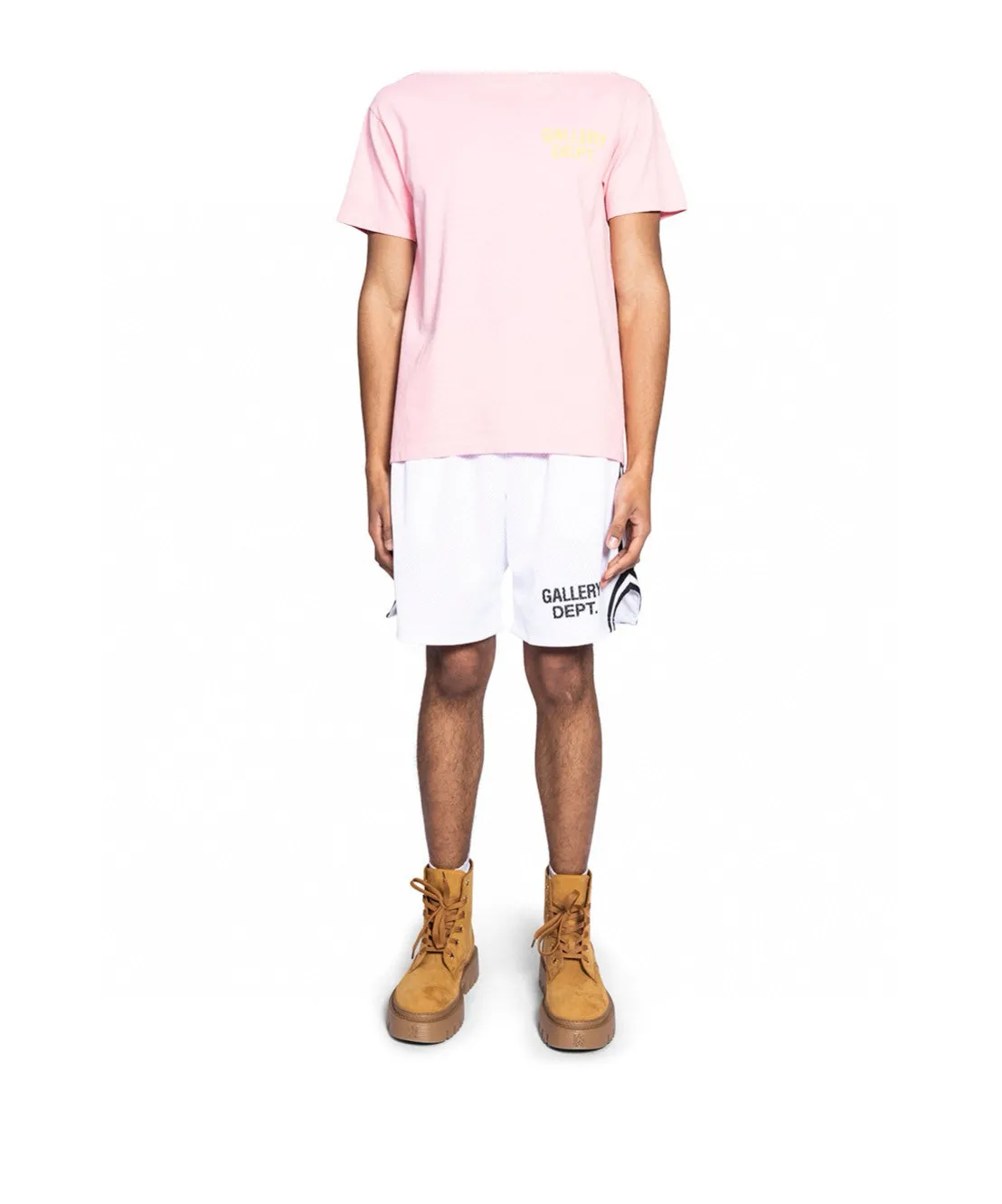 GALLERY DEPT. VENICE COURT SHORTS English mesh shorts Logo webbing wide-leg basketball shorts Black and white S-XL Original molding Loose wide-leg version American boys' first choice Breathable mesh fabric Superimposed soft material inside Comfortable and easy to match Custom-woven original consistent webbing/main mark/component wash mark Details are enlarged to follow